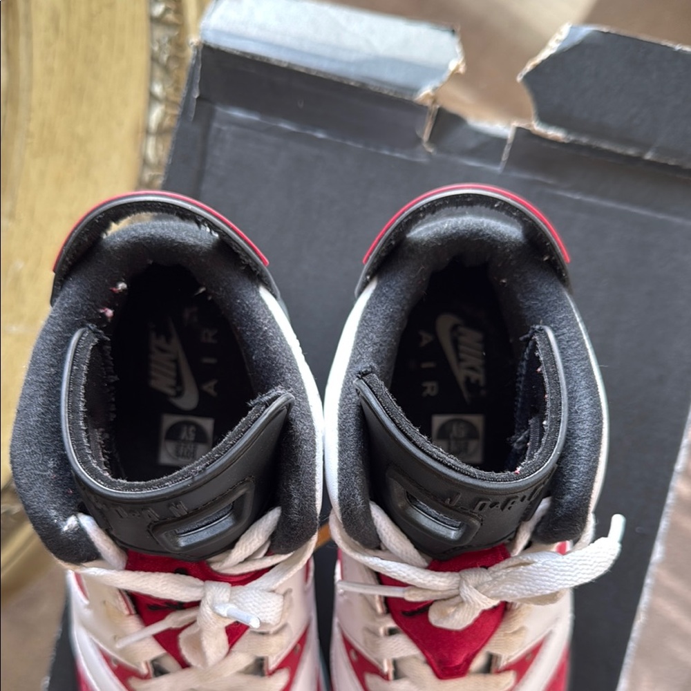 Jordan 6 Red and White Kids Sneakers - Picture 7 of 10